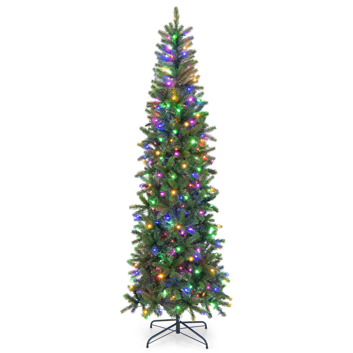 Pre-lit Artificial Christmas Tree 7.5ft with LED Lights, Lifelike Tips & Stable Metal Stand