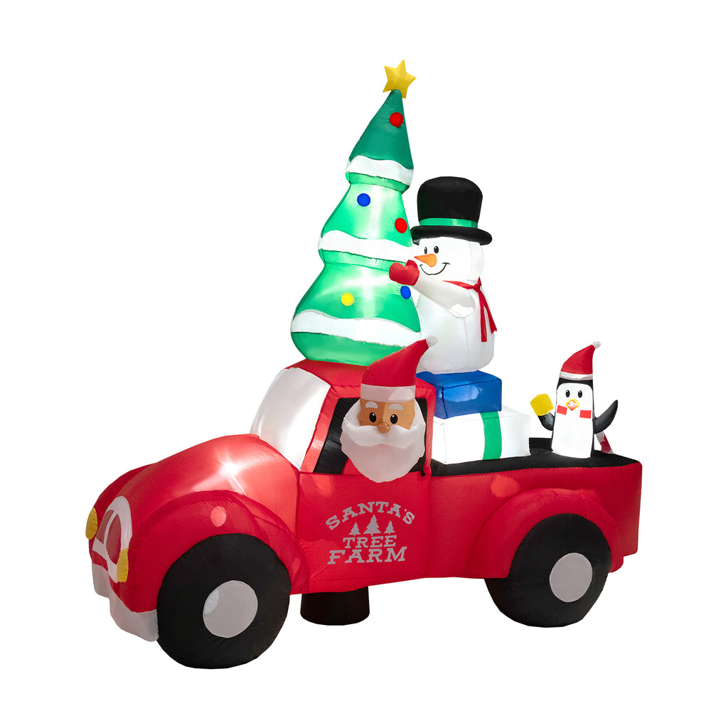 Inflatable Santa Claus Driving a Car with LED Lights & Air Blower - 8ft Christmas Decoration - Santa Car B Style