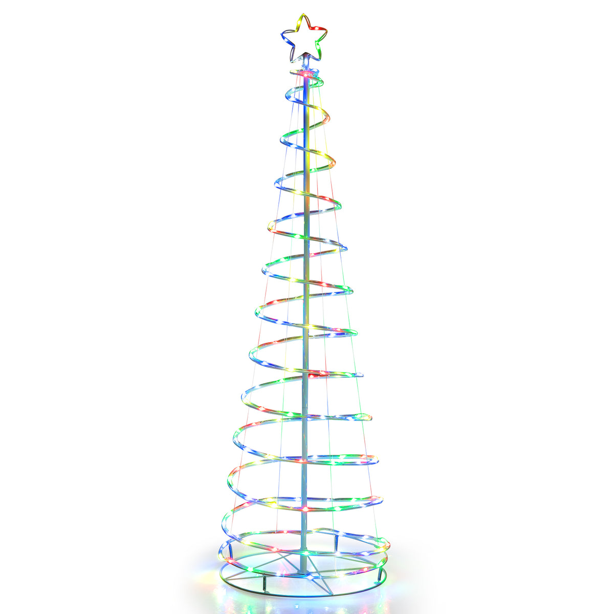 White Light Up Spiral Christmas Tree with Star Top - Outdoor Waterproof Decor