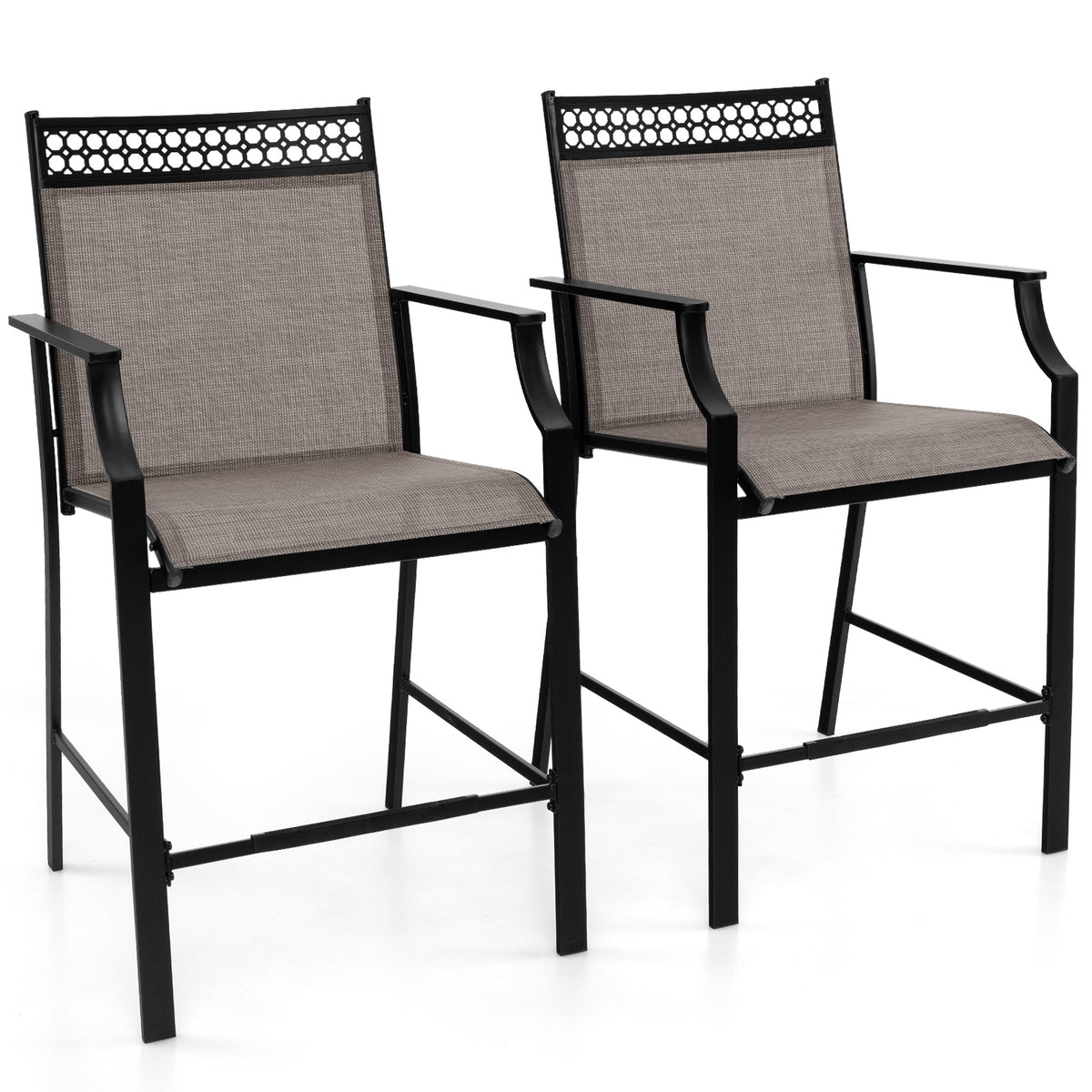 Outdoor Bar Stools Set of 2 29 Inch Fabric Height with Armrests