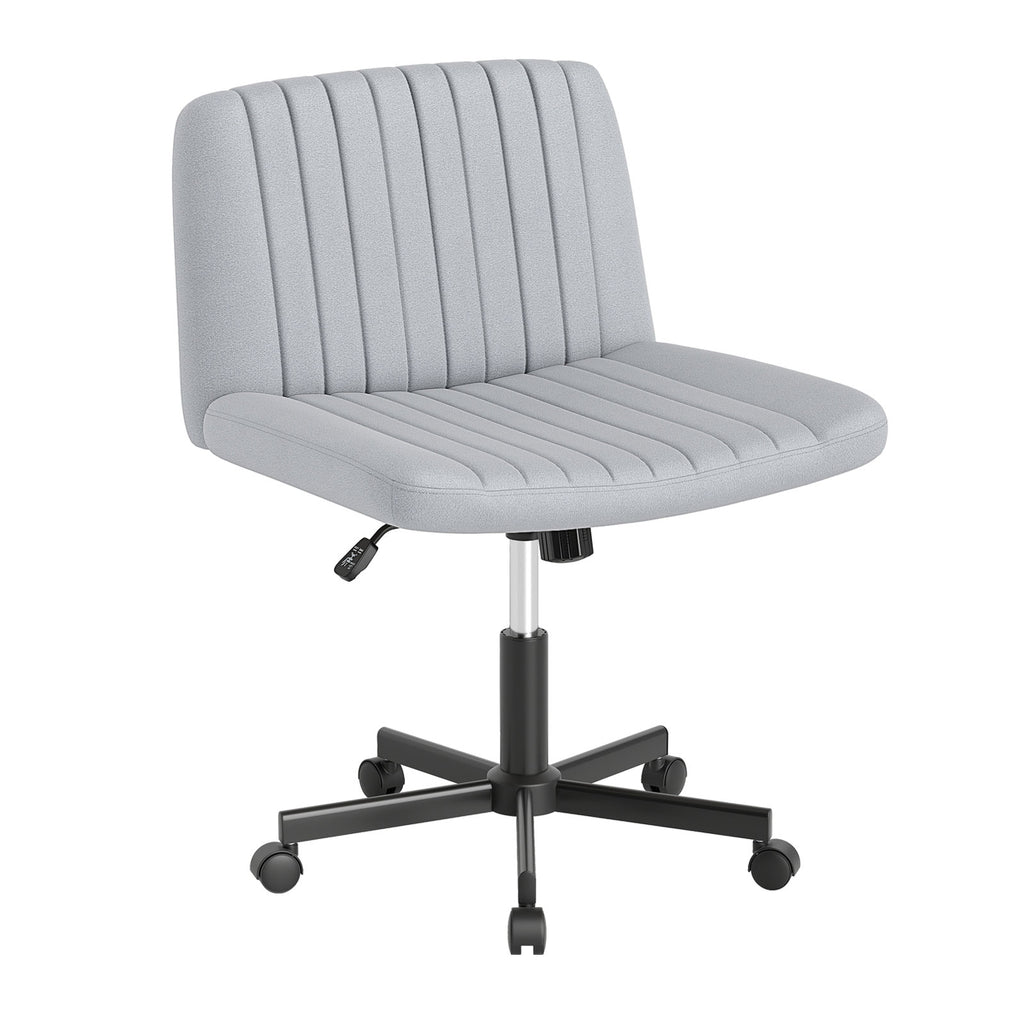 Cross-Legged Swivel Chair with Wheels, Gray Linen