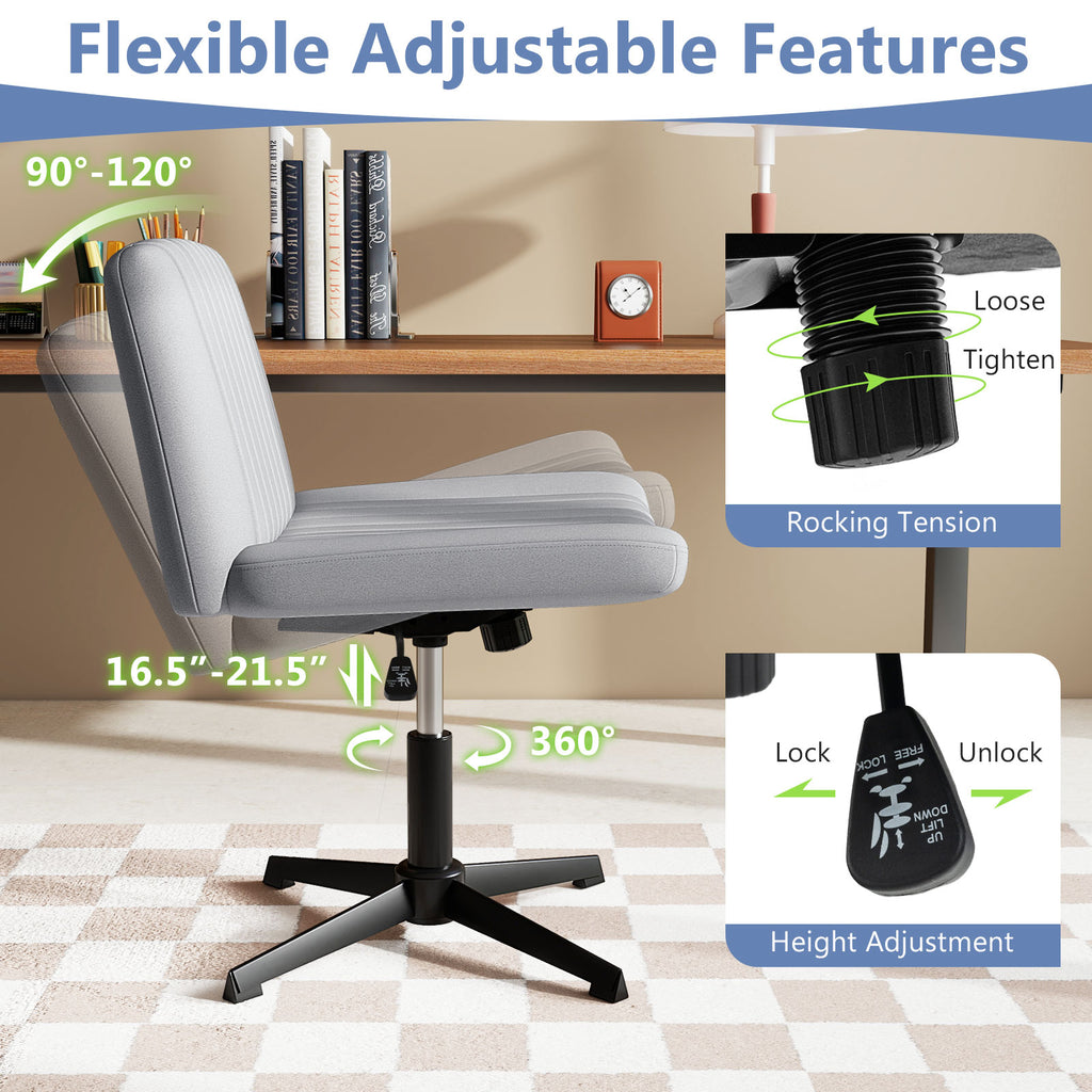 Criss Cross-Legged Swivel Desk Chairs No Wheels