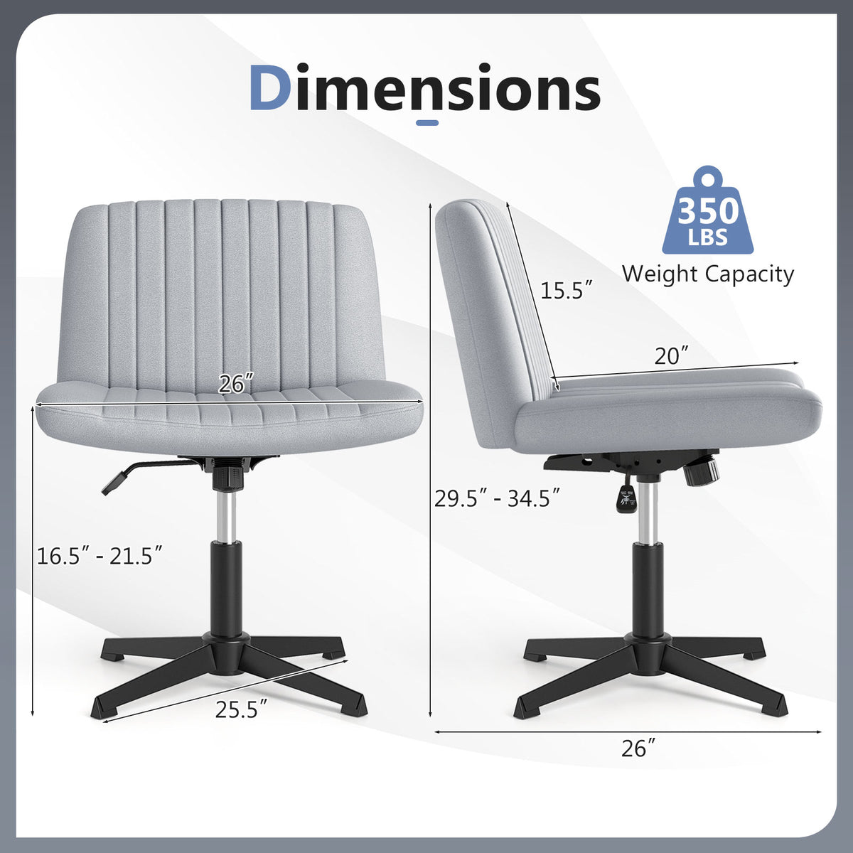 Criss Cross-Legged Swivel Desk Chairs No Wheels