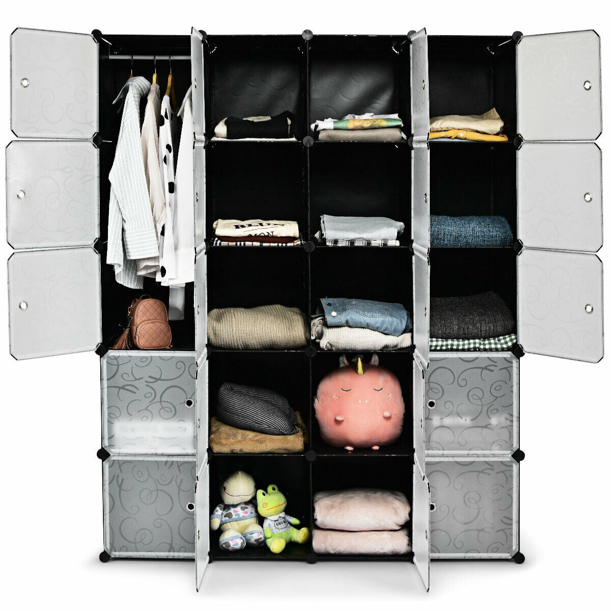 20-Cube DIY Plastic Storage Organizer with Doors