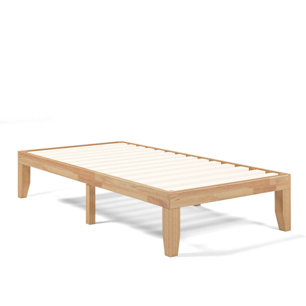King Size Platform Bed Frame with Wood Slats - Walnut