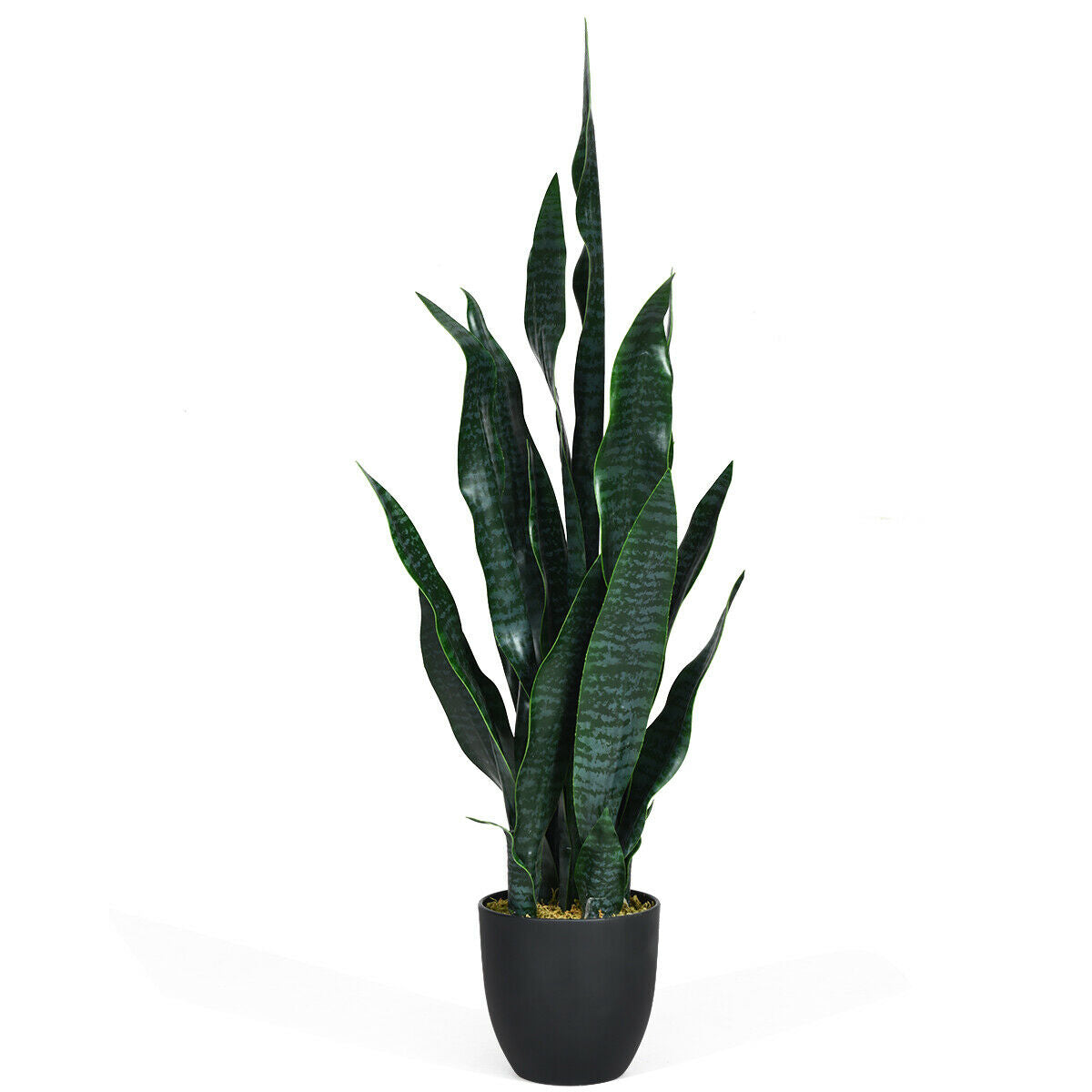 Artificial Snake Plant 35.5 Inch Indoor Outdoor Sansevieria Dark Green Leaves