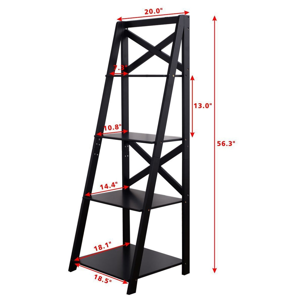 4-Tier Leaning Free Standing Ladder Shelf Bookcase Display