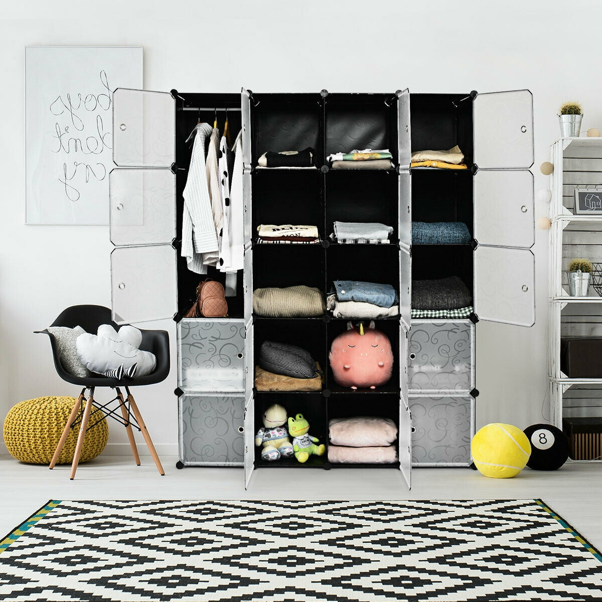 20-Cube DIY Plastic Storage Organizer with Doors