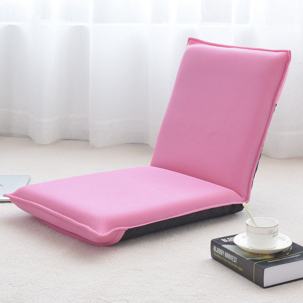 6-Position Folding Floor Chair with Back Support - Black