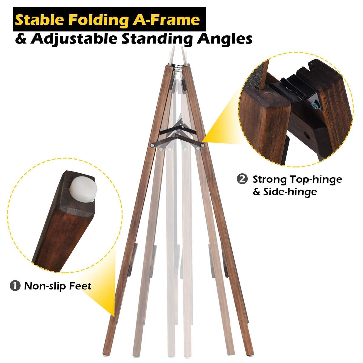 40 Inch Wooden A-Frame Sidewalk Chalkboard Sign for Weddings & Business Advertising