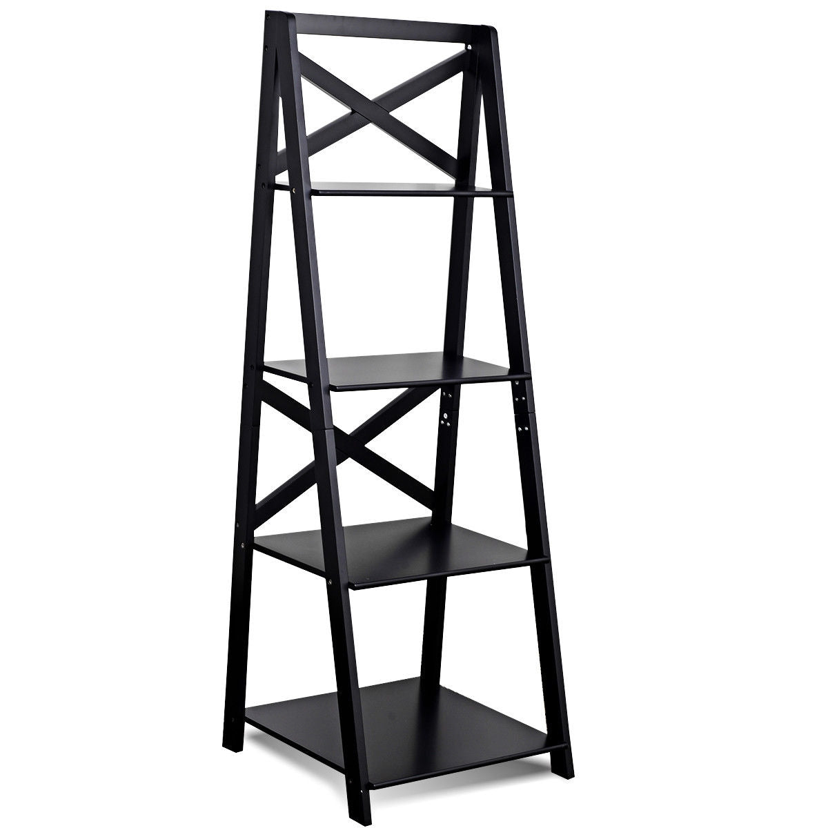 4-Tier Leaning Free Standing Ladder Shelf Bookcase Display