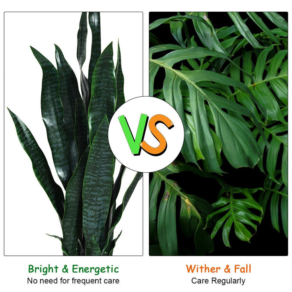 Artificial Snake Plant 35.5 Inch Indoor Outdoor Sansevieria Dark Green Leaves