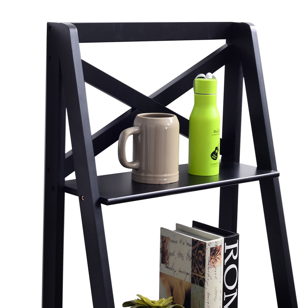 4-Tier Leaning Free Standing Ladder Shelf Bookcase Display