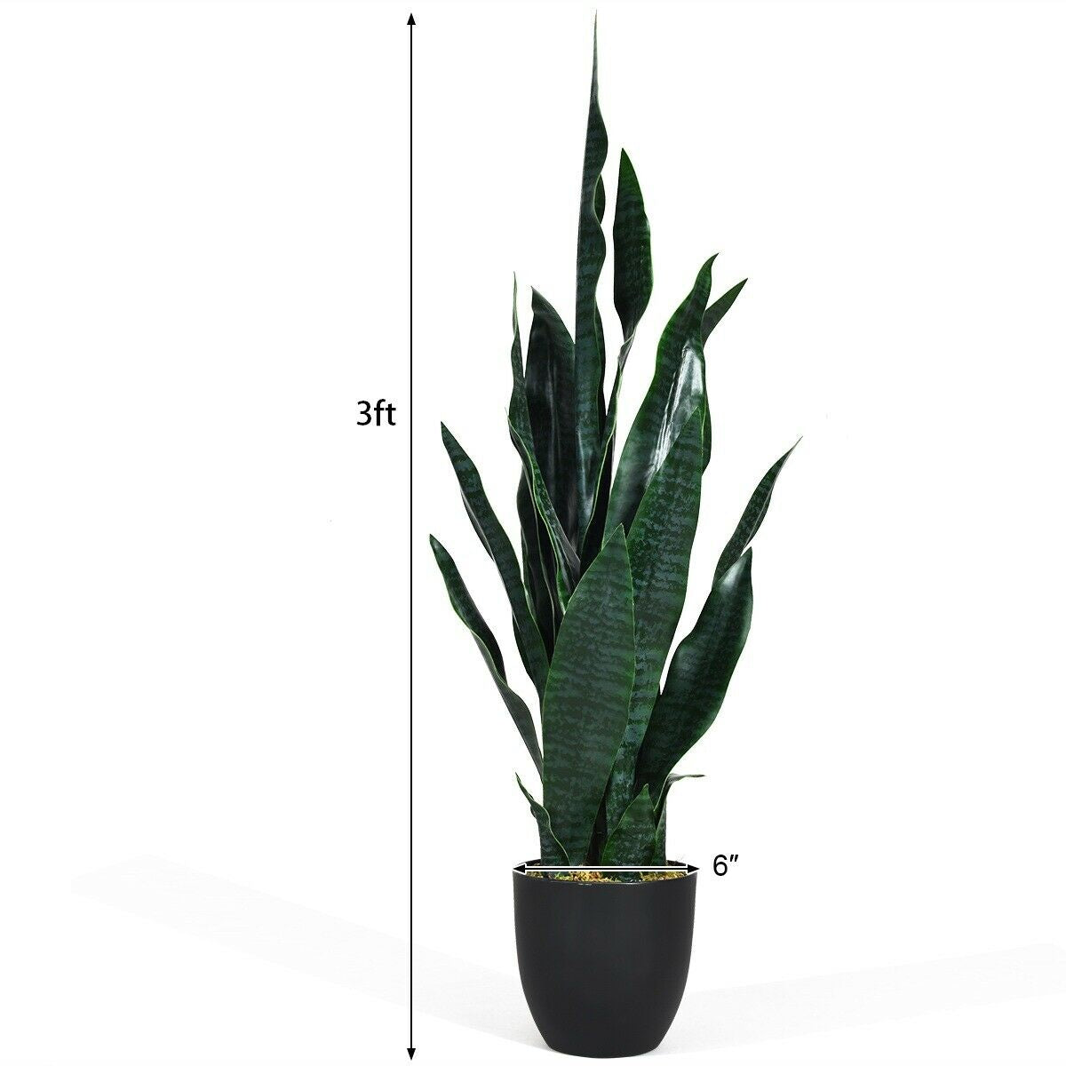 Artificial Snake Plant 35.5 Inch Indoor Outdoor Sansevieria Dark Green Leaves