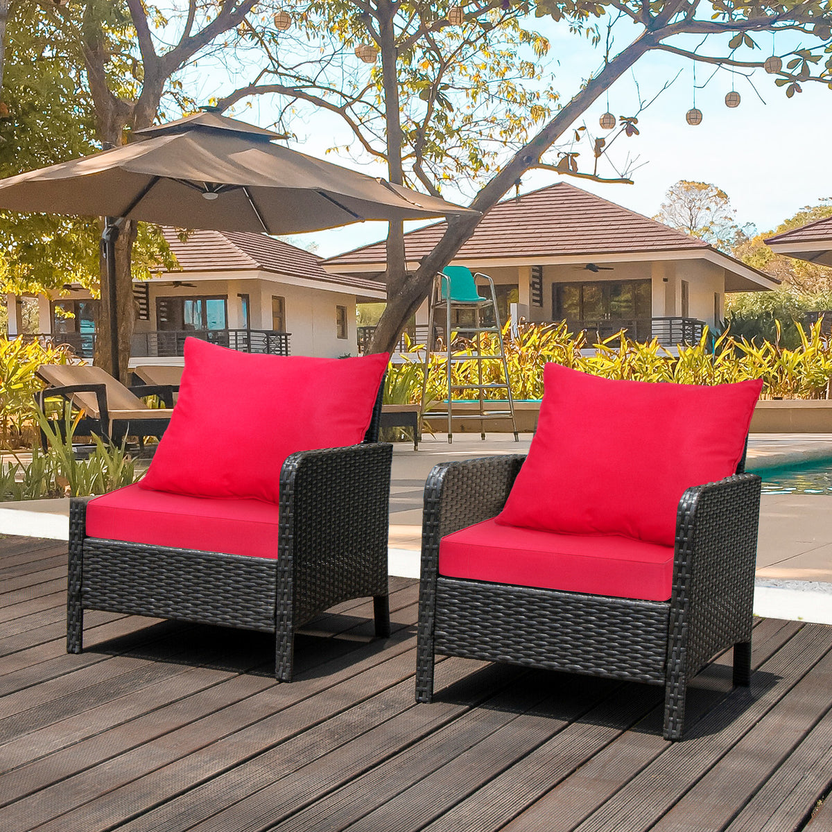 Deep Seat Chair Cushion Pads Set with Rope Belts for Indoor and