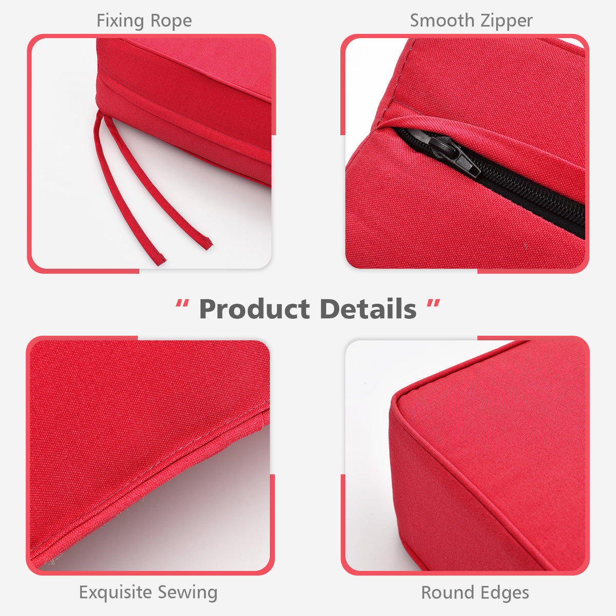 Deep Seat Chair Cushion Pads Set with Rope Belts for Indoor and