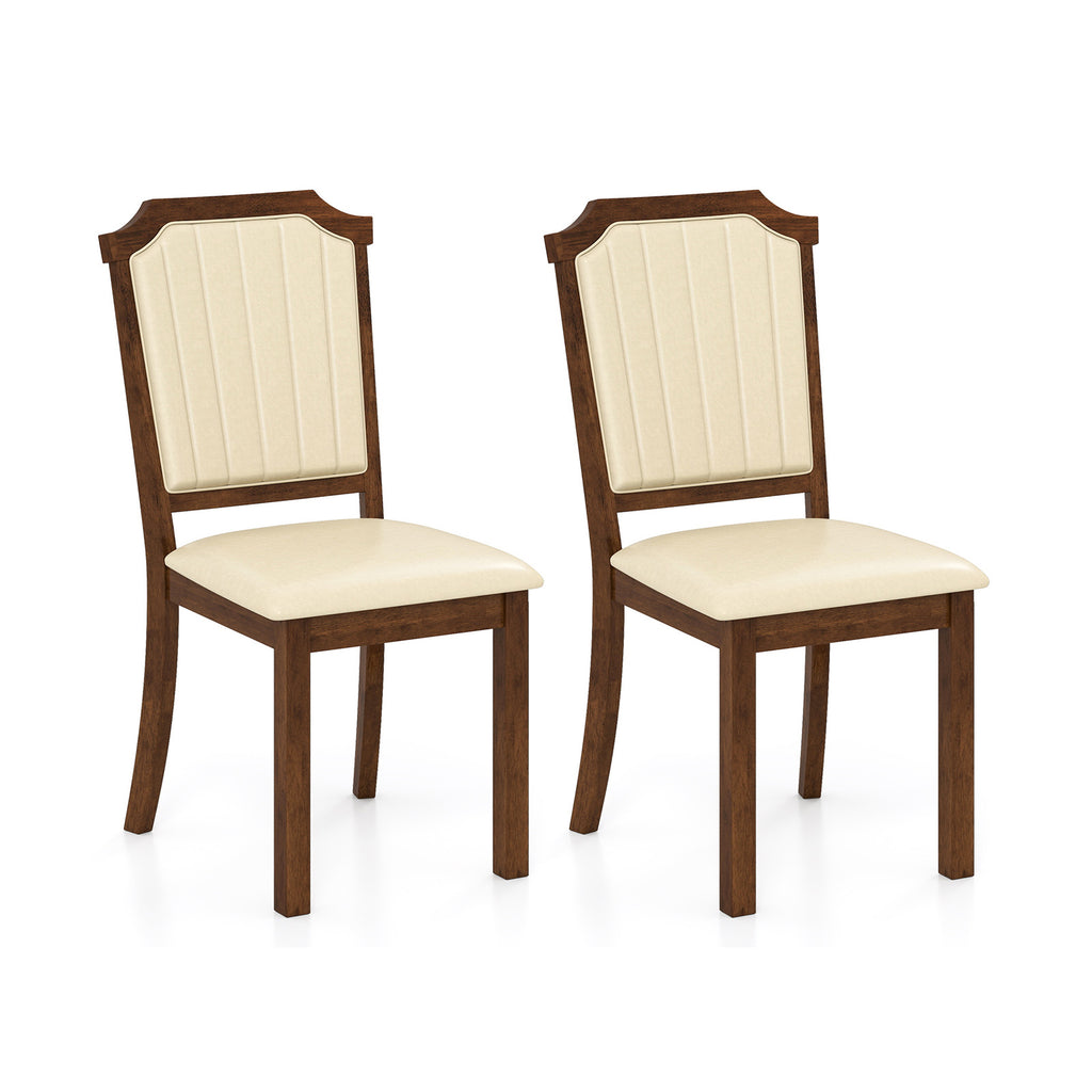 Dining Chair Set of 2, PU Leather, Brown