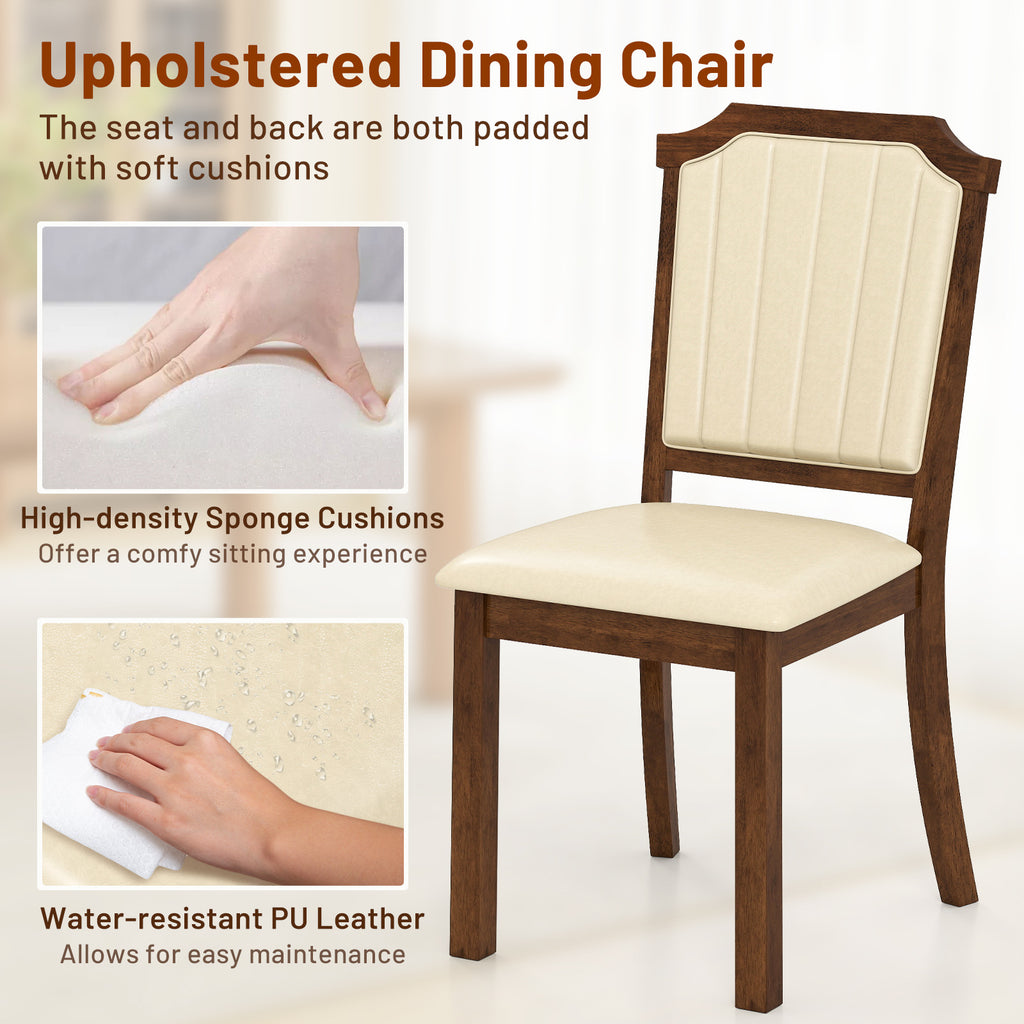 Dining Chair Set of 2, PU Leather, Brown