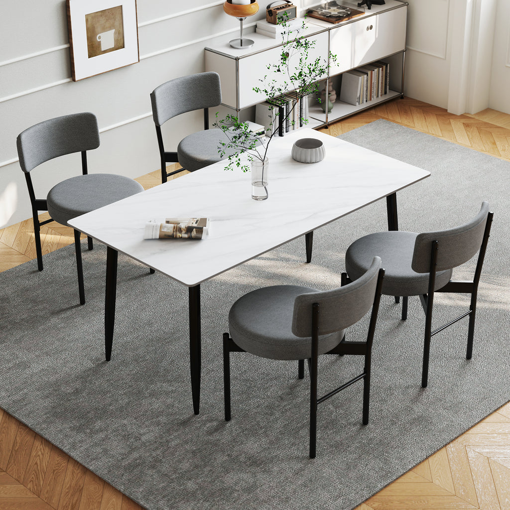 Dining Chair Set of 2, Gray - Curved Back, Padded Seat