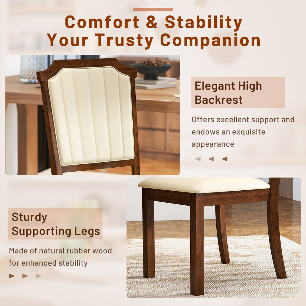 Dining Chair Set of 2, PU Leather, Brown