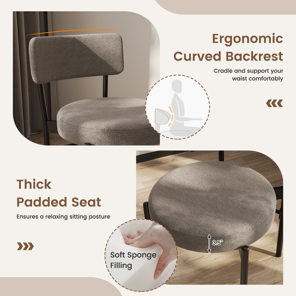 Dining Chair Set of 2, Gray - Curved Back, Padded Seat