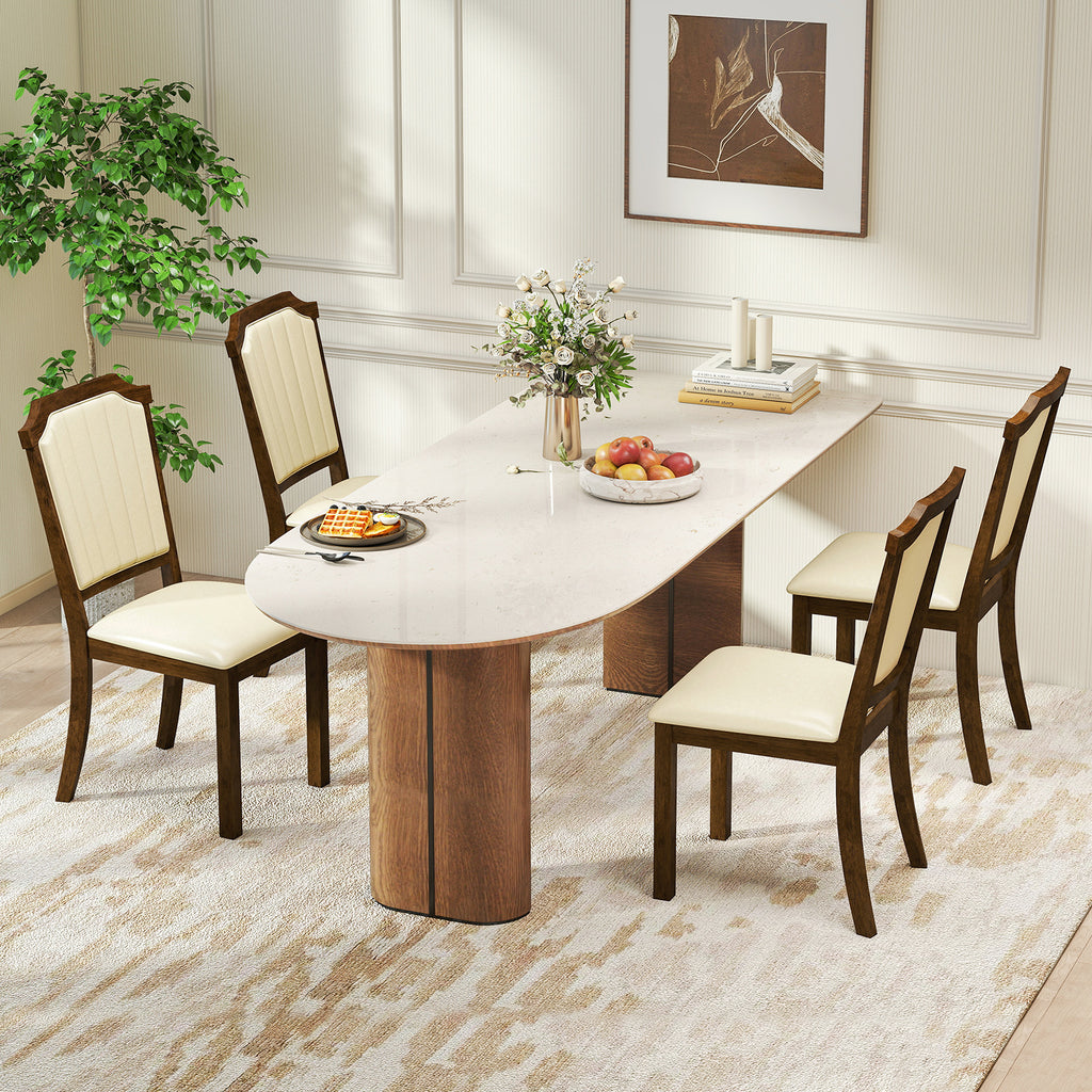 Dining Chair Set of 2, PU Leather, Brown