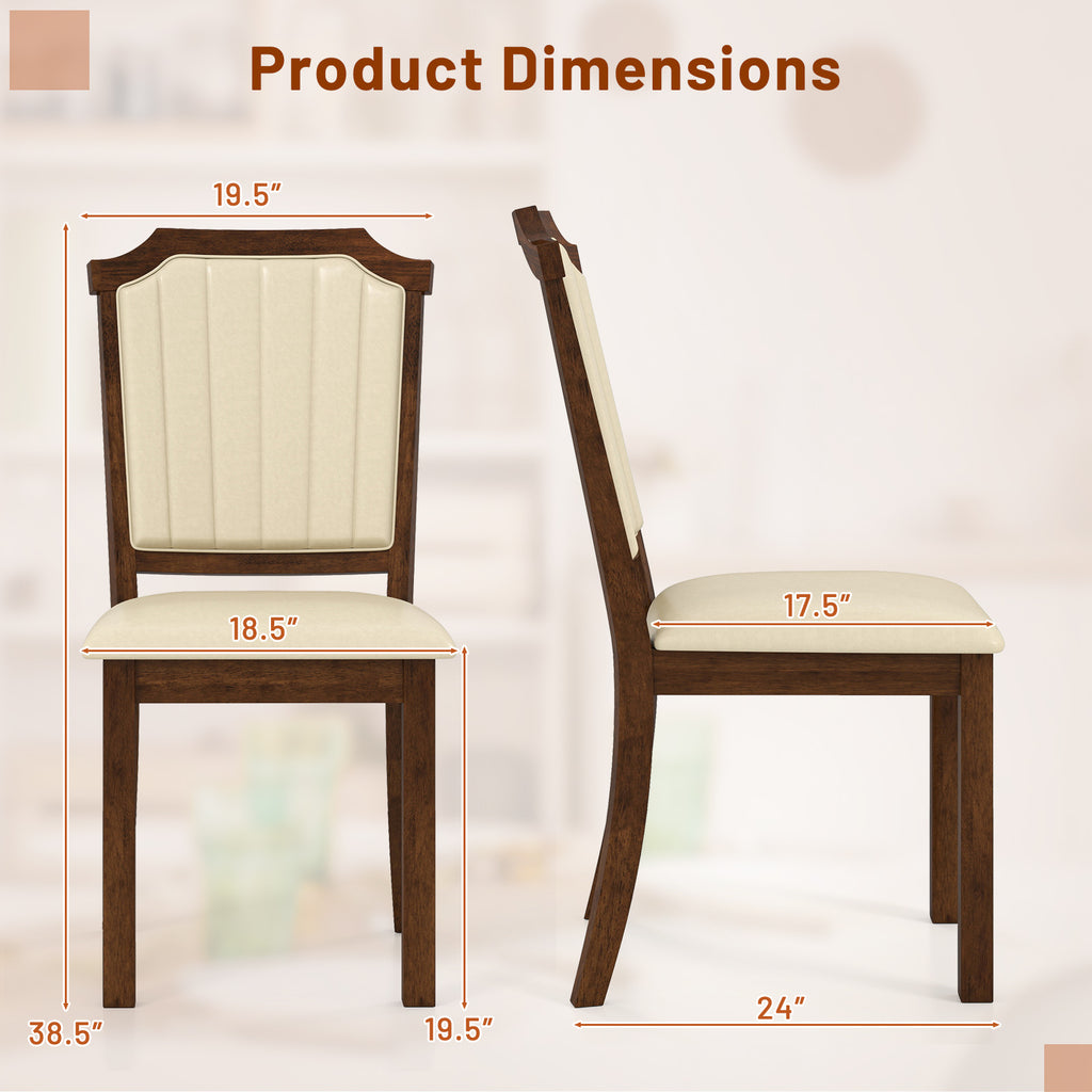 Dining Chair Set of 2, PU Leather, Brown