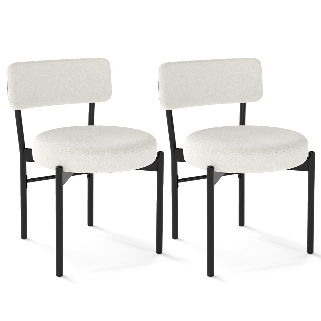 Dining Chair Set of 2, Gray - Curved Back, Padded Seat