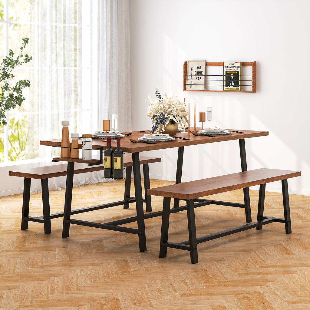 Dining Table Set for 5-7 People with Wine Rack