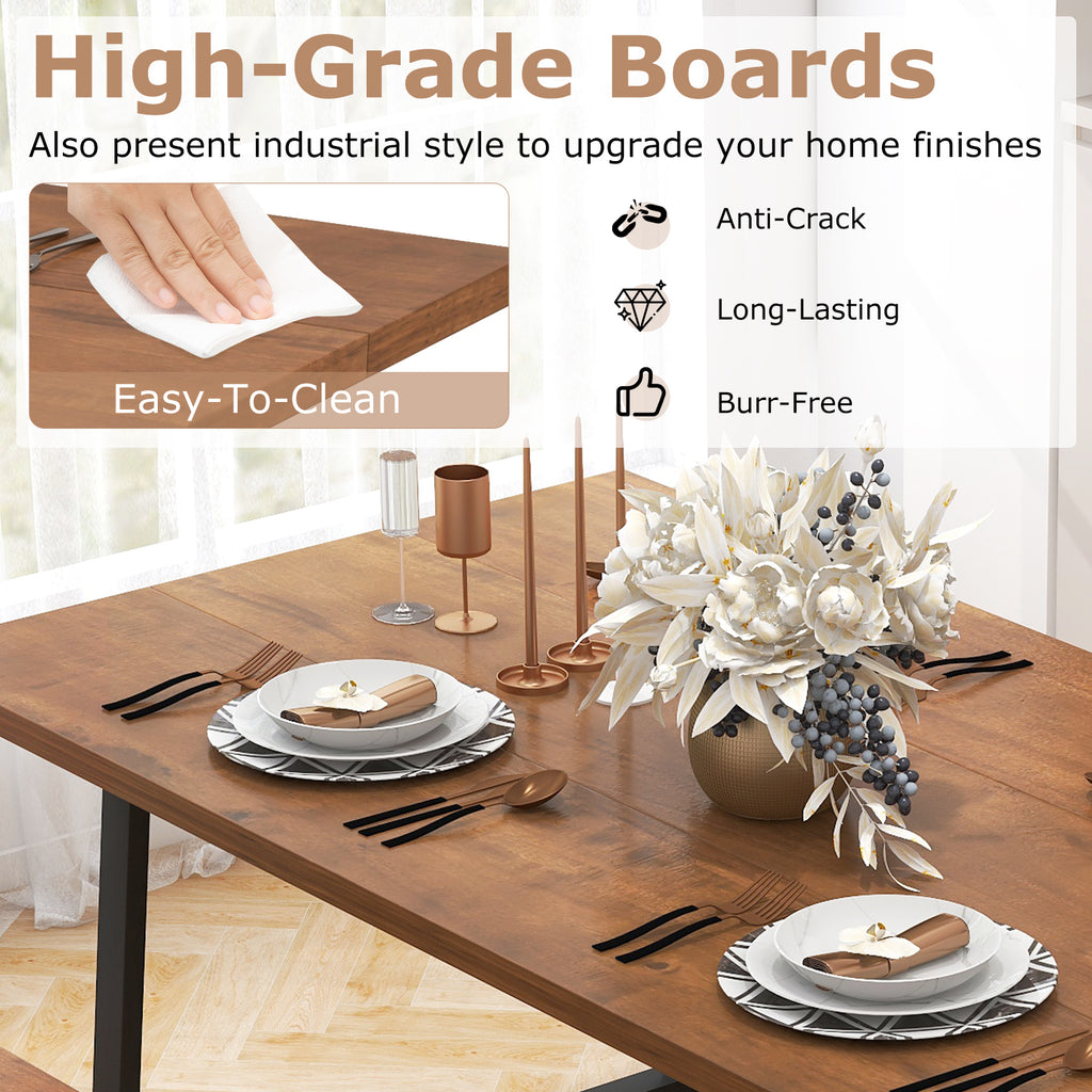 Dining Table Set for 5-7 with Wine Rack - Industrial Style