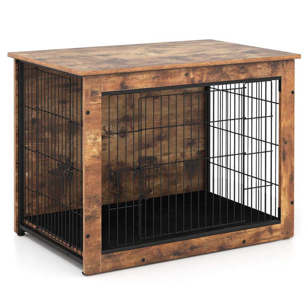 Dog Crate Furniture with Cushion & Double Lockable Doors - 32 Inches