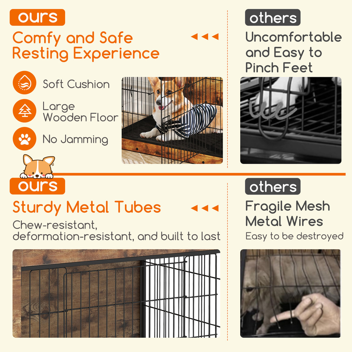 Dog Crate Furniture with Cushion & Double Lockable Doors - 32 Inches