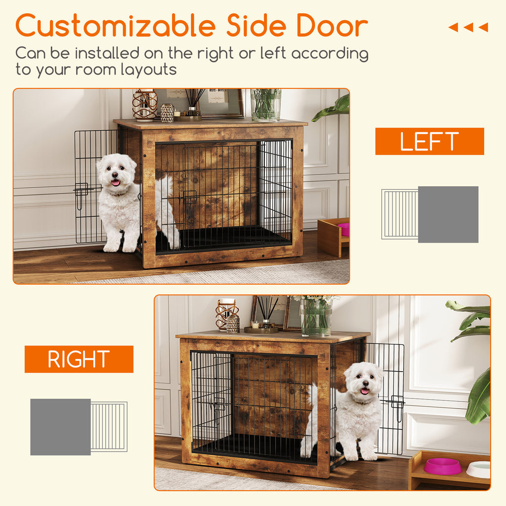 Dog Crate Furniture with Cushion & Double Lockable Doors - 32 Inches
