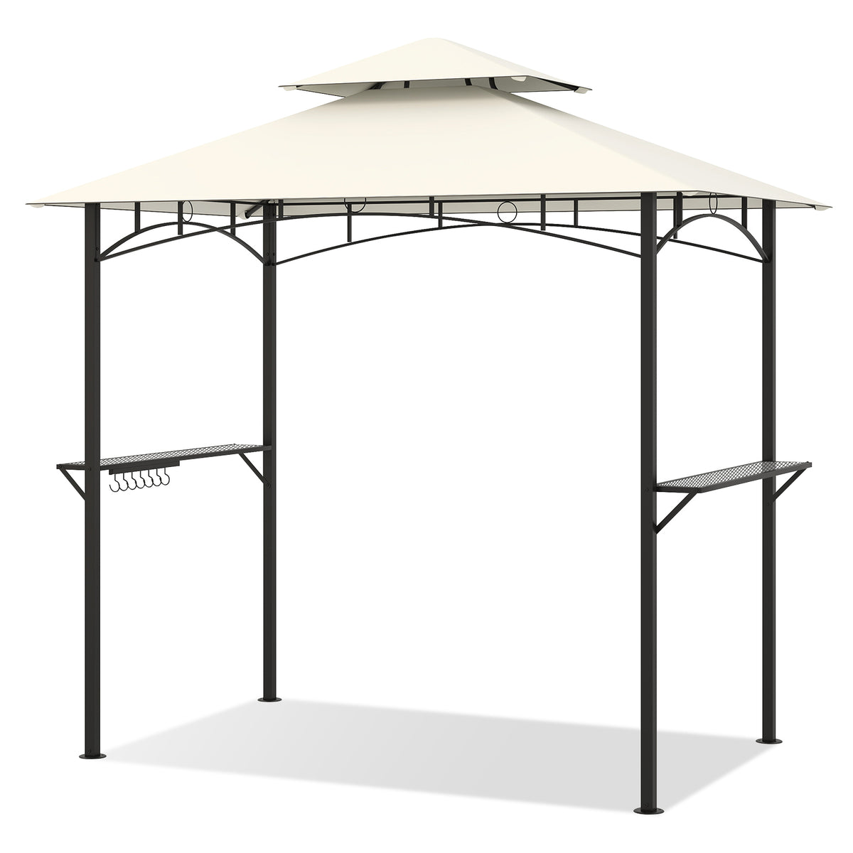 7 x 3.5 Feet Grill Gazebo with Serving Shelf and Storage Hooks, Brown