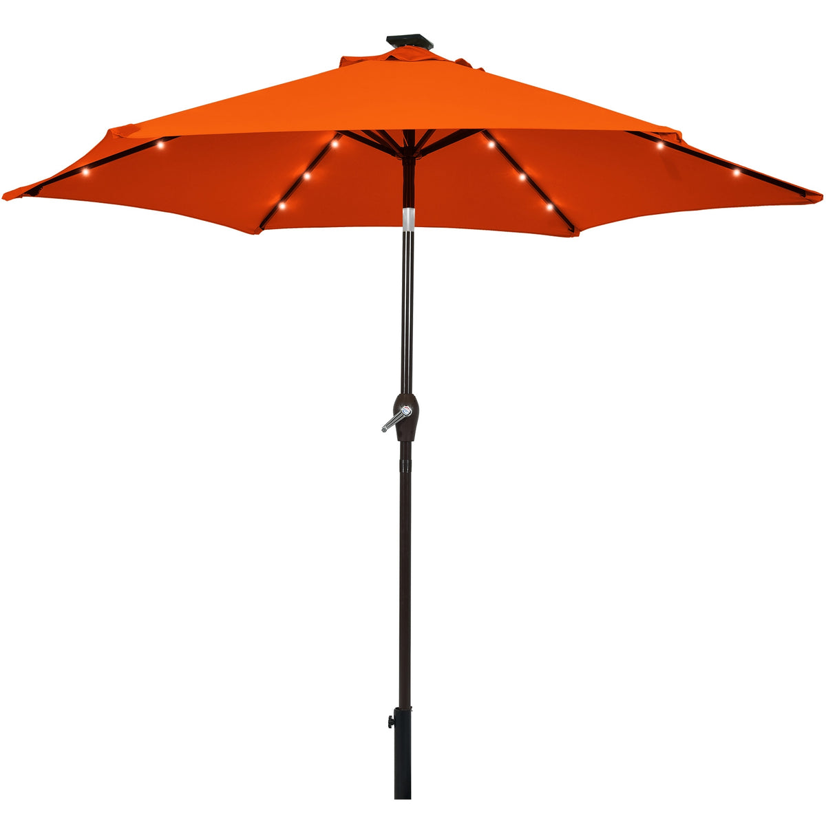 9 Feet Solar LED Lighted Patio Market Umbrella with Tilt Adjustment