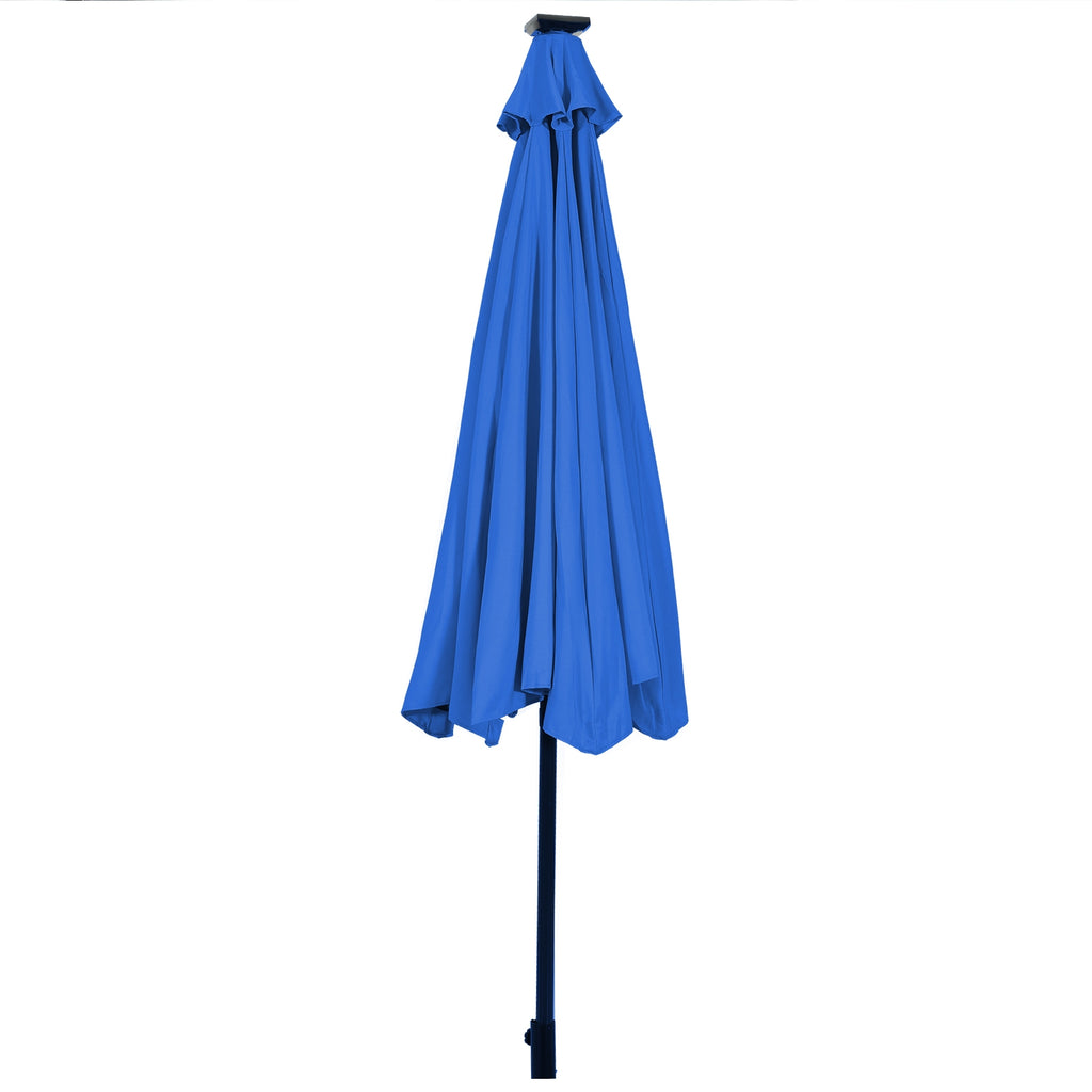 10 Ft Patio Umbrella with 24 Solar LED Lights - Blue