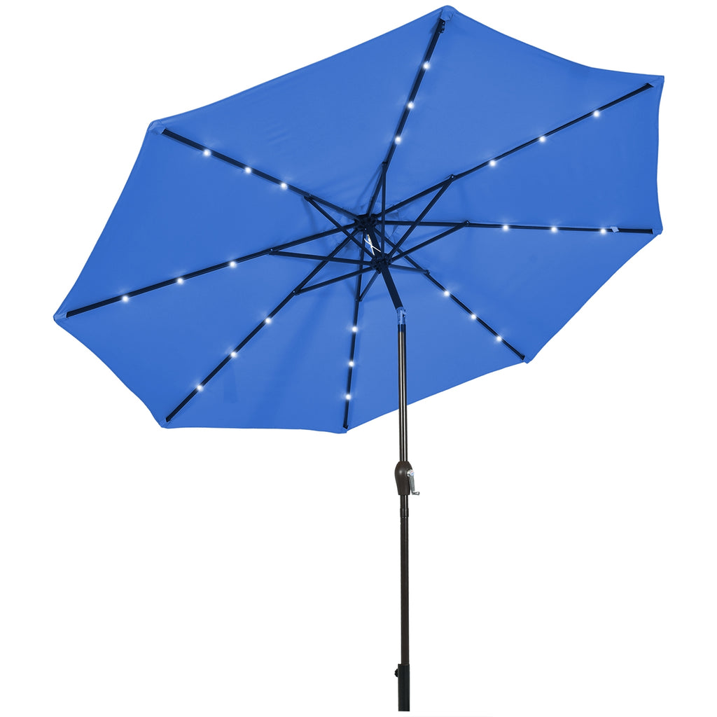 10 Ft Patio Umbrella with 24 Solar LED Lights - Blue