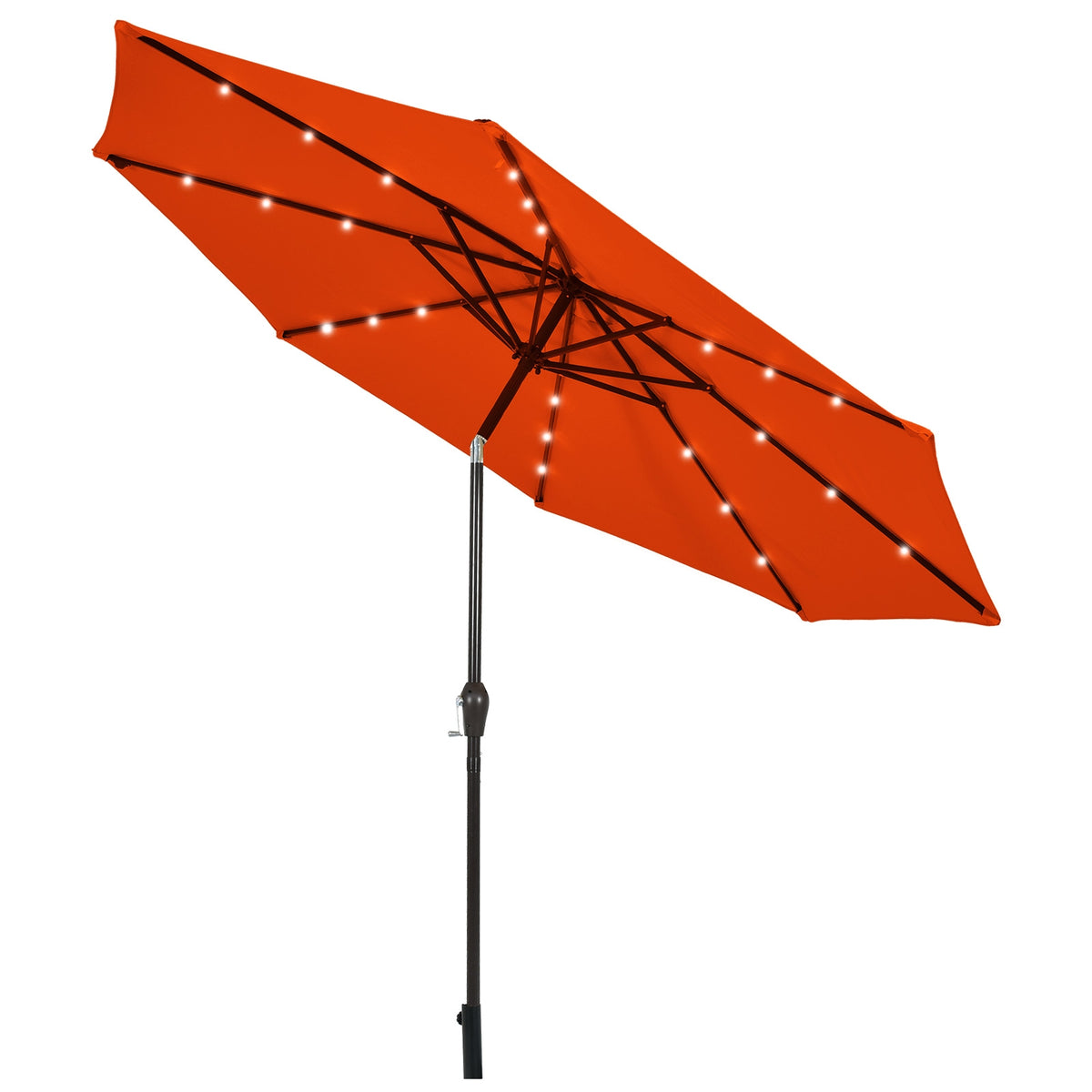 10 FT Patio Umbrella with 24 LED Solar Lights, Orange