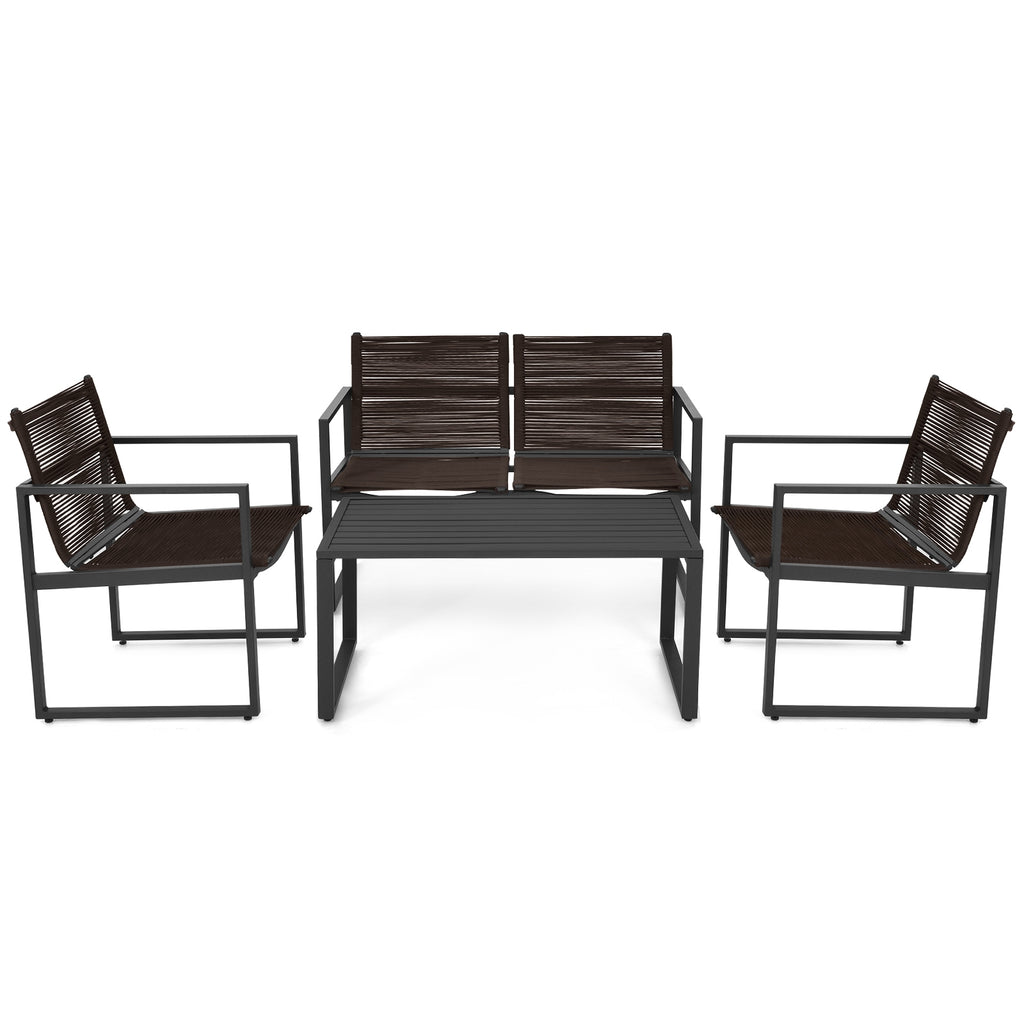4-Piece Patio Conversation Set with Sofa & Loveseat
