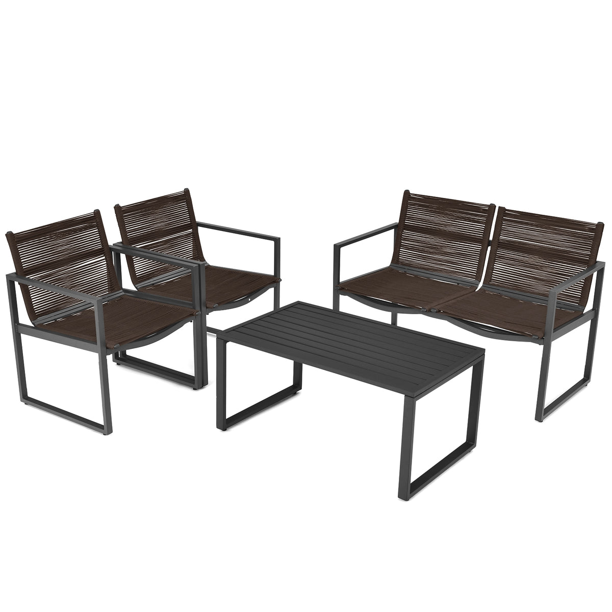 4-Piece Patio Conversation Set with Sofa & Loveseat