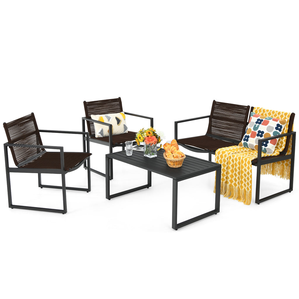 4-Piece Patio Conversation Set with Sofa & Loveseat