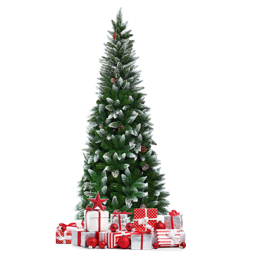 Costway 5 Ft Artificial Pencil Christmas Tree with Pine Cones - Slim Design