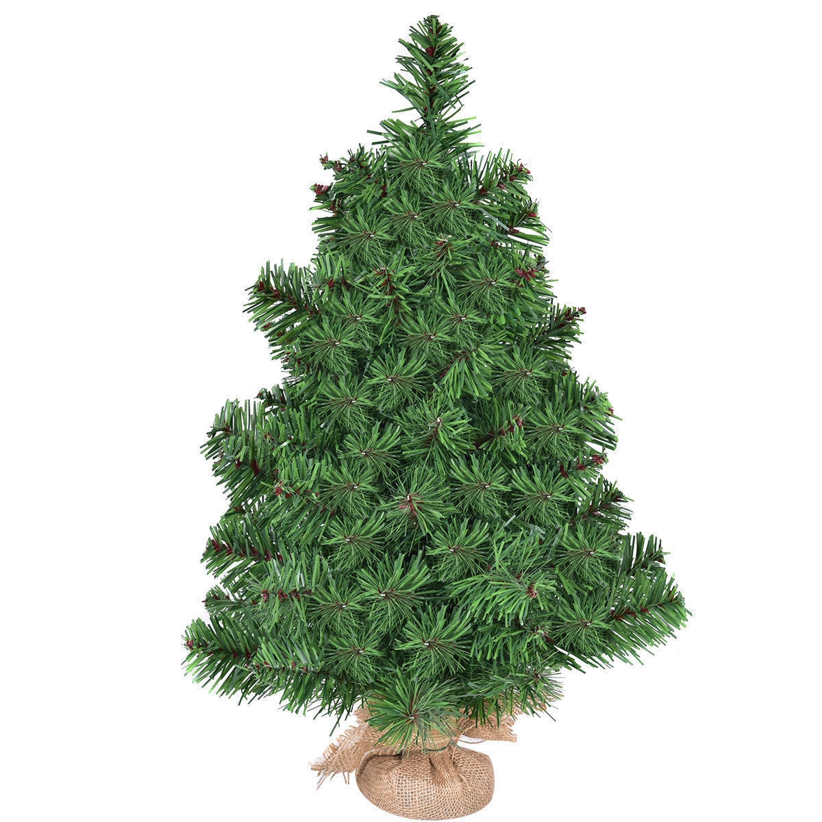 2/3 Feet Unlit Christmas Tree in Burlap Base - Small Tabletop Holiday Tree