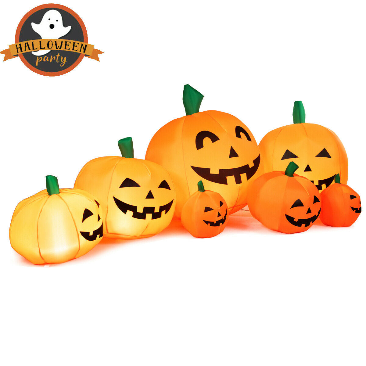 7.5 Feet Halloween Inflatable Pumpkin Patch with LED Lights - 7 Pumpkins