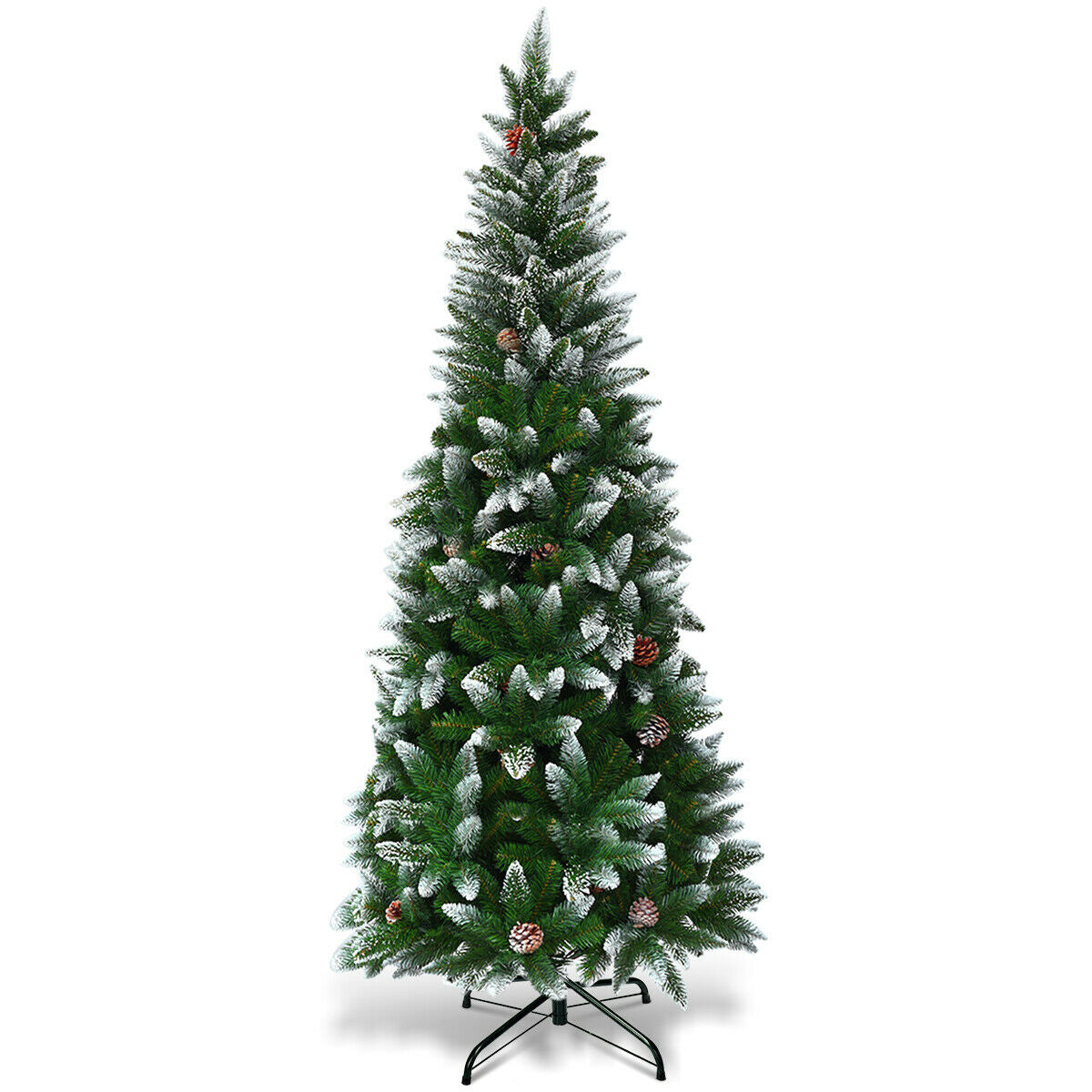 Costway 5 Ft Artificial Pencil Christmas Tree with Pine Cones - Slim Design