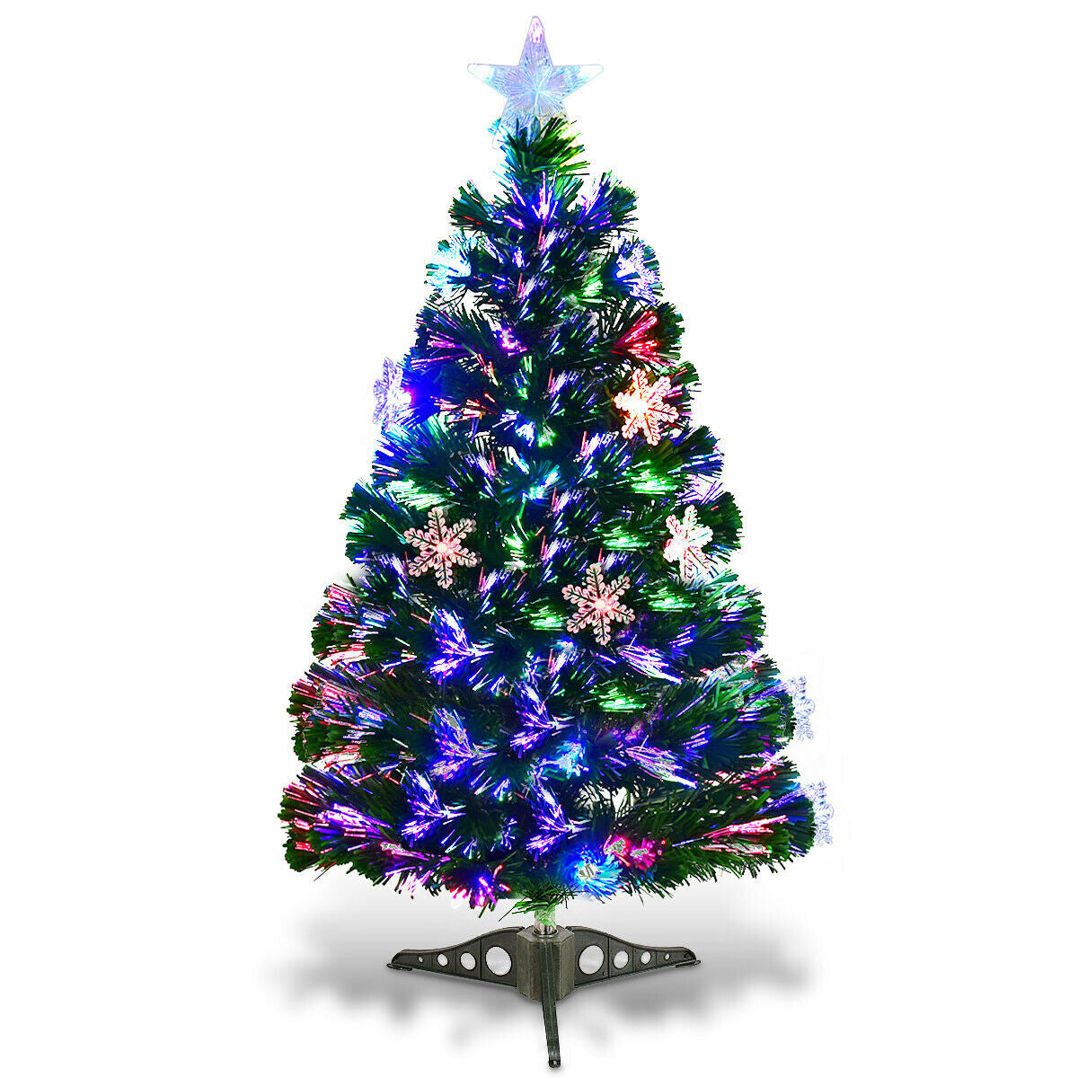3 Ft LED Artificial Christmas Tree with Snowflakes - Pre-Lit Holiday Tree