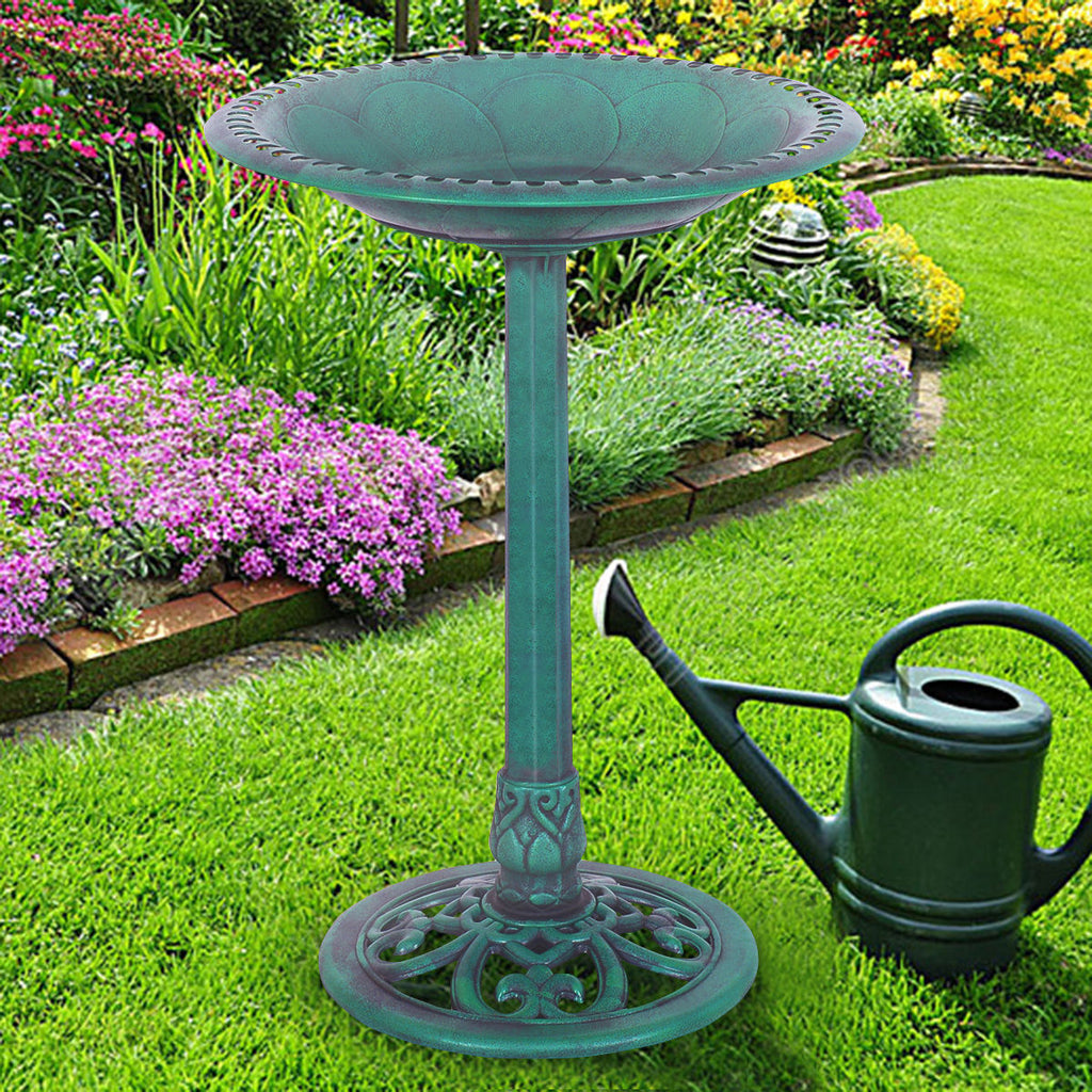 Outdoor Garden Pedestal Bird Bath Feeder - Weather-Resistant Resin, Easy Assembly