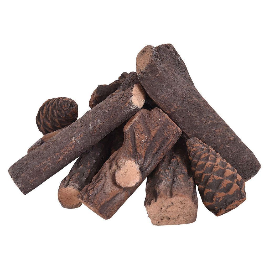 9-Piece Ceramic Fireplace Logs Set – Realistic Artificial Gas Logs