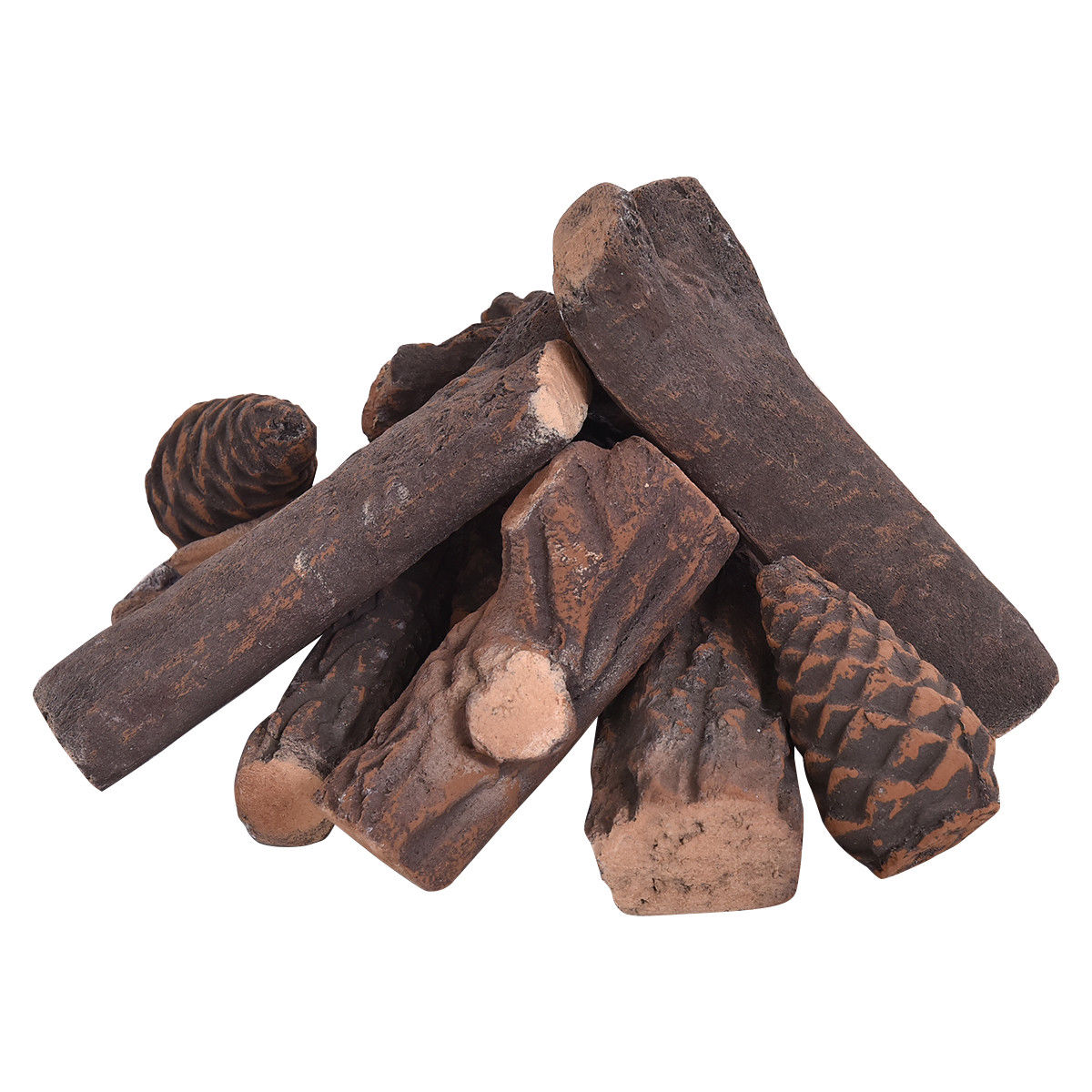 9-Piece Ceramic Fireplace Logs Set – Realistic Artificial Gas Logs