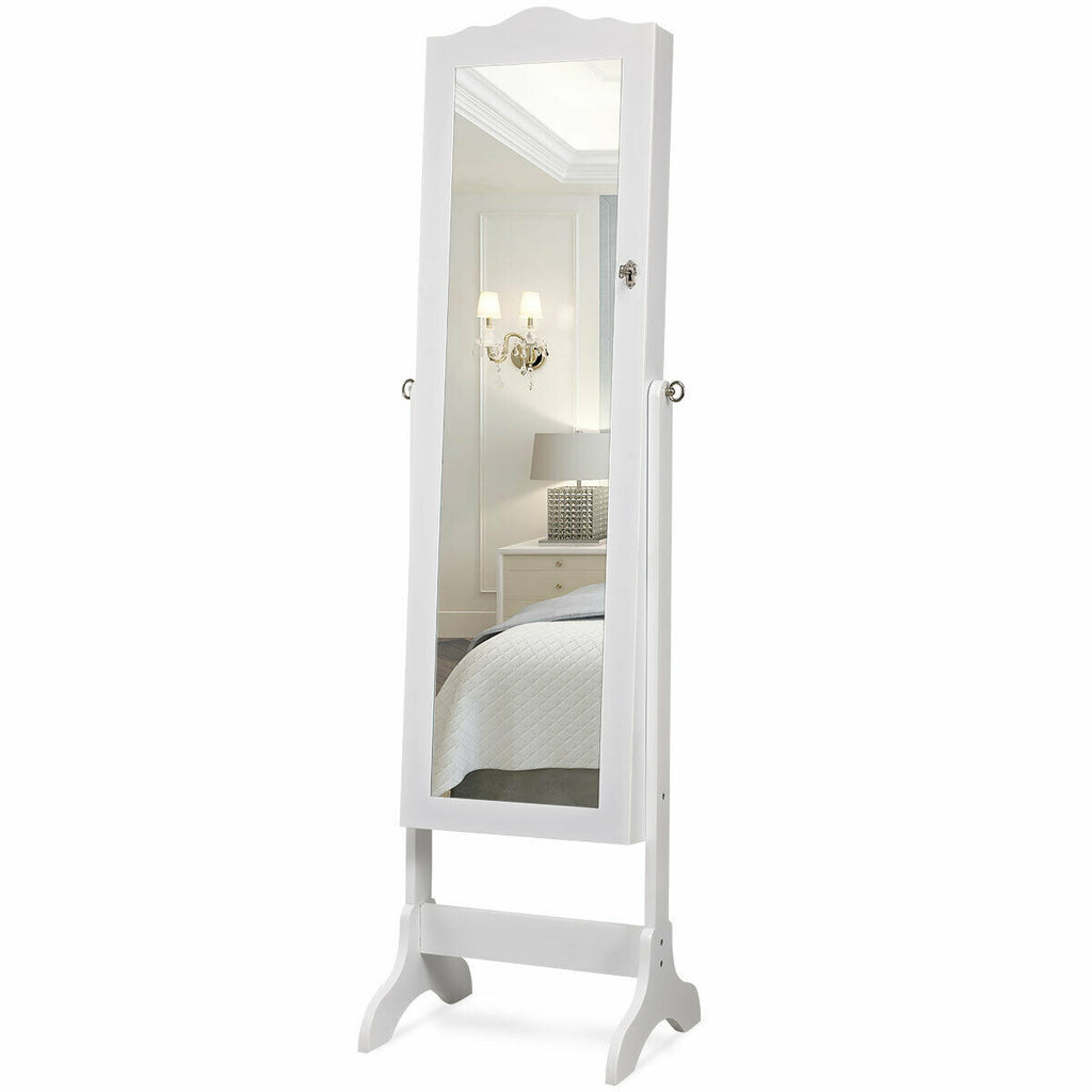 14 LED Jewelry Armoire Cabinet with Mirror - White